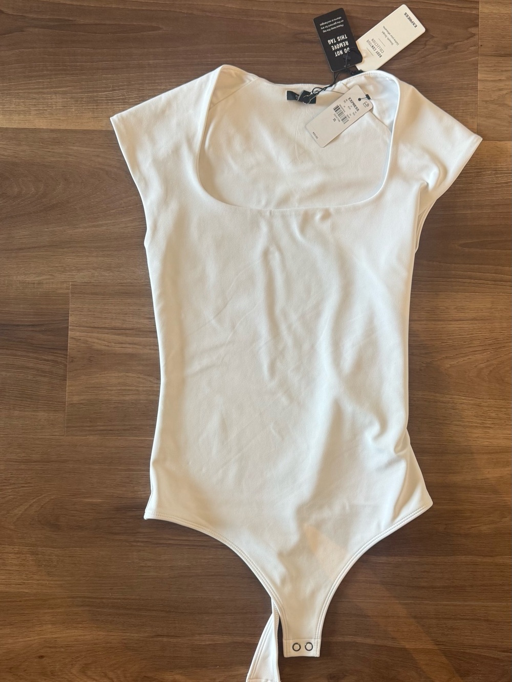 Express White Scoop Neck Short Sleeve Bodysuit